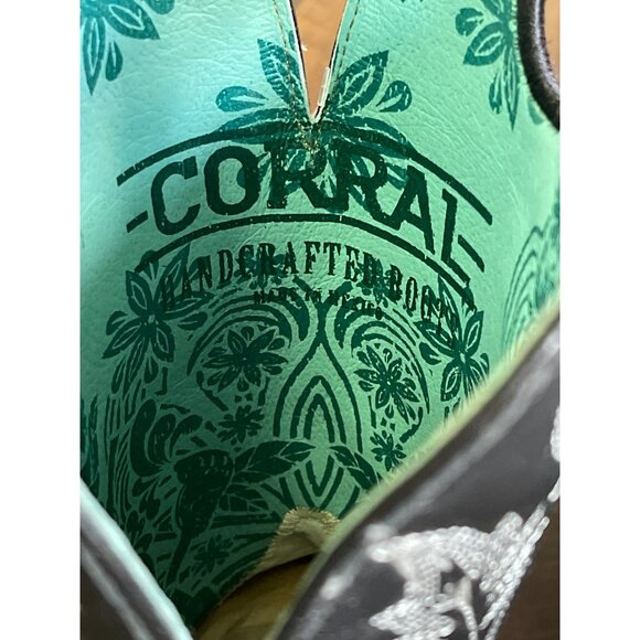 NEW Corral Black Genuine Ostrich Leather Cowboy Boots Embroidered Size 8 Womens - Picture 9 of 12